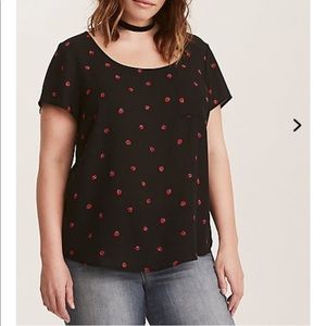 Ladybug Georgette Button Back Blouse